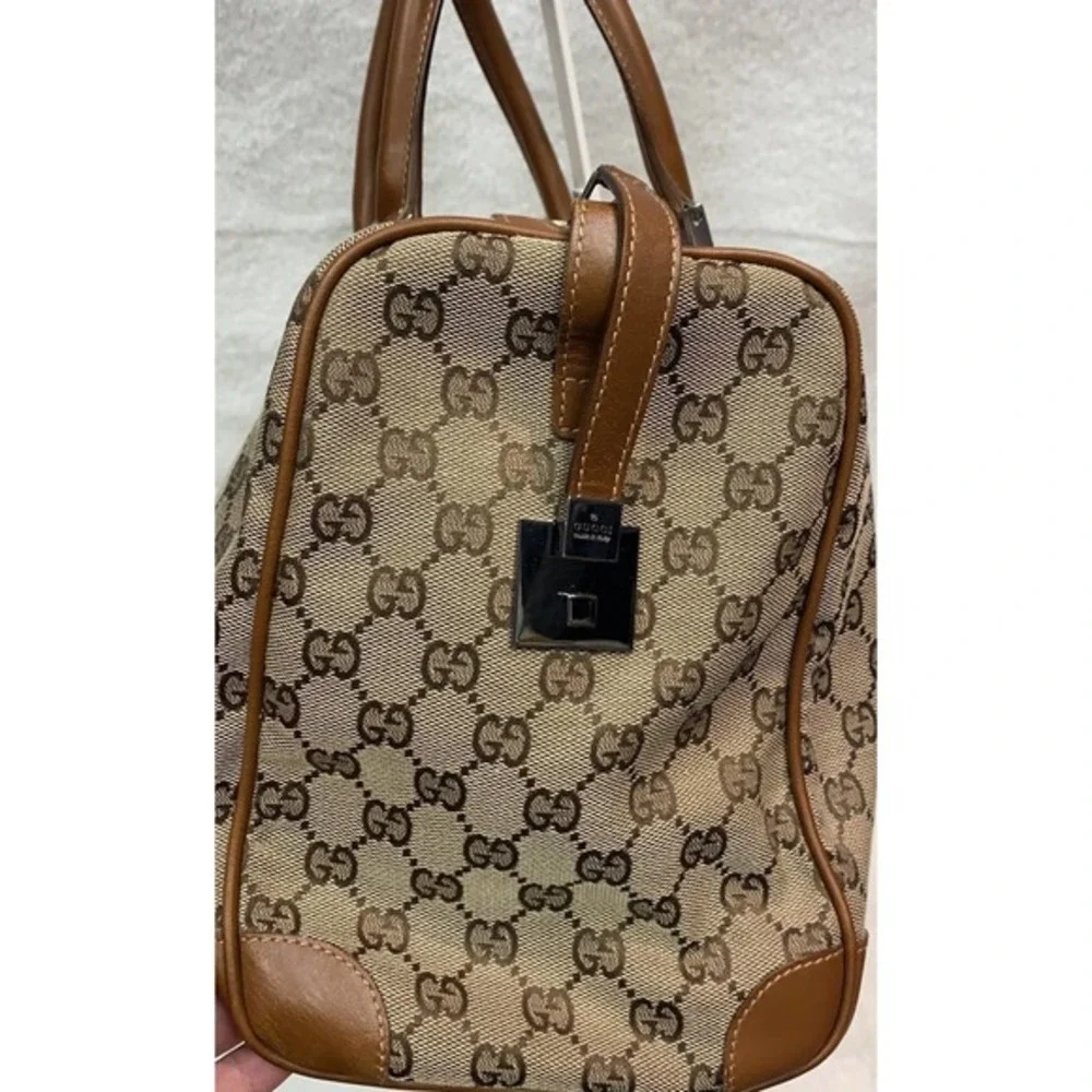 GUCCI x Ltd Ed. Vintage Boston Bag / GG Monogram Canvas Gucci Web! EUC Numbered